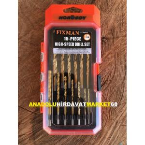 FİXMAN AHŞAP METAL DELİCİ UÇ SETİ 15 PARÇA HSS TİTANYUM KAPLI