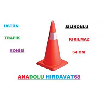 ÜSTÜN REFLEKTÖRLÜ TRAFİK KONİSİ SİLİKONLU PLASTİK OTOPARK DUBASI DELİNATÖR PARK DUBASI 55CM