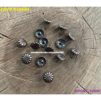 DMR 16MM ÇİÇEK RAPTİYE KABARA RAPTİYE KOLTUK SANDALYE ÇİVİSİ ANTİK BRONZ 100ADET