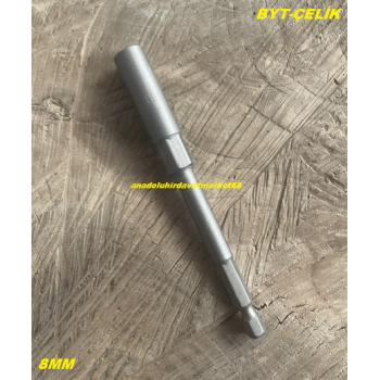 BYT 8MM UZUN LOKMA UÇ MANYETİK BİTS UÇ SOMUN SIKMA UCU 8 LOKMA UÇ 12CM