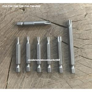 GFB-BYT ÇELİK 50MM TORK UÇ SETİ YILDIZ BİTS UÇ T10 T15 T20 T25 T30 T40 MIKNATISLI 7PCS