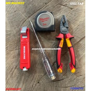 MİLWAUKEE SETİ COBALT 180MM PENSE 1000V KABLO SIYIRICI KONTROL KALEM 3METRE 4LÜ