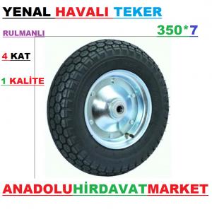 YENAL HAVALI TEKER EL ARABASI TEKERİ 1 KALİTE METAL JANT 350*7 RULMANLI